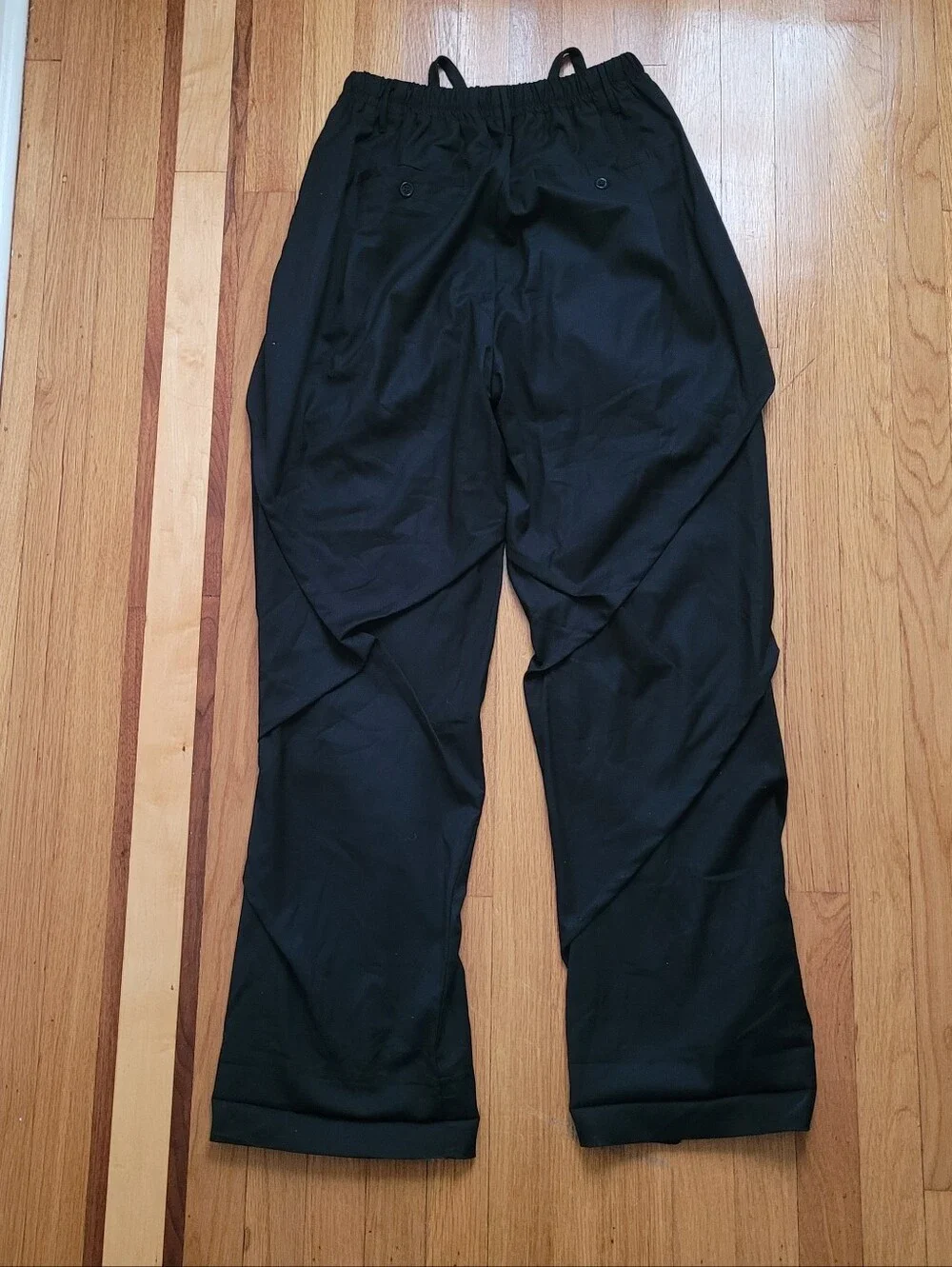 YOHJI YAMAMOTO POUR HOMME BLACK DRAPED LAYERED WIDE LEG PANTS MADE IN JAPAN